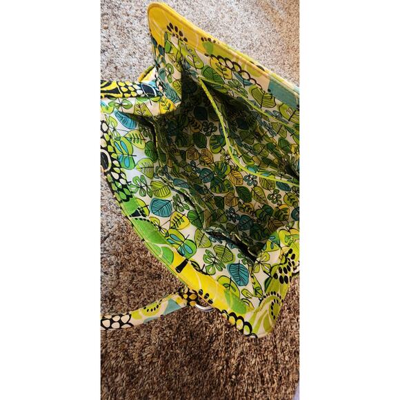 Vera Bradley Frame Bag "Limes Up" Quilted Floral Green Blue Used Good Condition - Picture 4 of 9